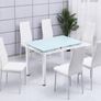 Extendable Glass Dining Table Set 6 chairs white Image 2
