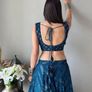 Navy Blue Lehenga Choli with Embroidery & Sequence Work - Un stitched (Size: XS-S-M-L) Image 3