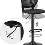 _Bar Stool Set of 2 Height Adjustable with Crown Backrest 360 Degree Rotating Comfortable Padded Seat Kitchen Bar Black Image 4