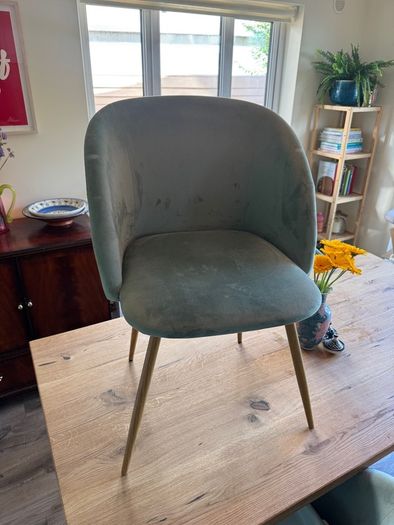 4 x Dinning Chairs, Green Velvet