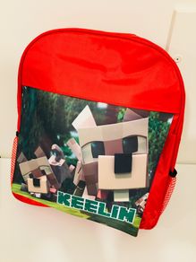 Personalised Minecraft printed school bag backpack for kids / back to school stationery