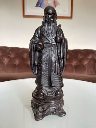 Rare Vintage Resin Asian Japanese Statue Fukurokuju Lucky God
