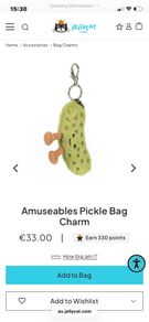 New JELLYCAT Amuseables Pickle Bag Charm
