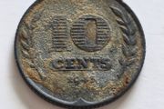 1943 Netherlands 10 Cents Zinc Coin - WWII German Occupation