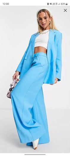 Pimkie Blue High waisted trousers size 12
