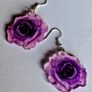 Hybrid Tea Deep Purple Rose Earrings Image 5