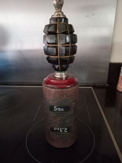 Trench Art WW1 Hand Grenade Desk Inkwell Ceramic Inset.