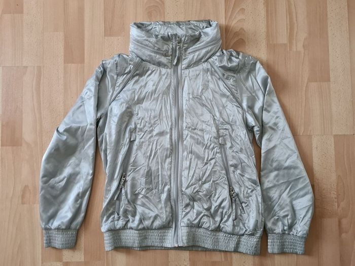 Adidas windbreaker jumper silver shiny size L 16uk