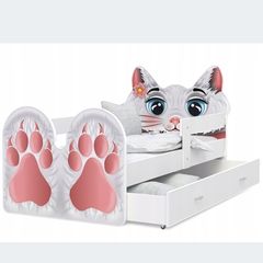 Kids Girl Bed Cat 180x80 Drawer Mattress