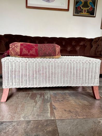 Sturdy Versatile Rattan and Bamboo Low Bench