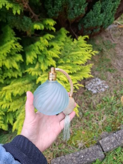 Vintage light blue perfume bottle postage possible