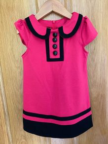 Brand new Girl's Pink Ponti Dress with Black Button Embellishments | Size 4 years