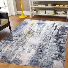 Modern Abstract Area Rug 120x180cm Washable Living Room Rug Non-slip Soft Accent Carpet Area Rugs Faux Wool Boho Art Floor Carpet for Living Room Bedroom Home Office Dining Room Kitchen Decor