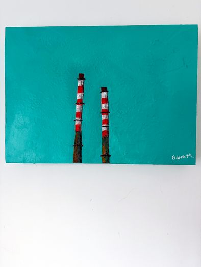 Poolbeg Chimneys Acrylic Art Painting on Deep Canvas