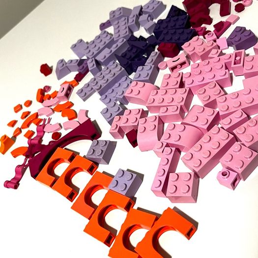 Collection of Colourful Lego Pieces in Pink, Purple, Coral etc.