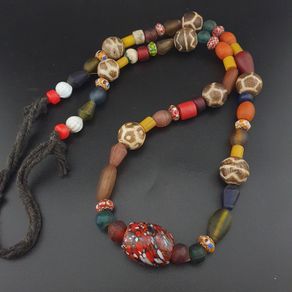 Vintage Asian & African Glass with Pumtek Pyu Beads Tribal Necklace