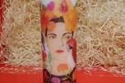 Mother's day birthday brand new spring unscented decorative candle woman with flowers and birds image