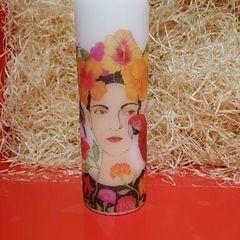 Mother's day birthday brand new spring unscented decorative candle woman with flowers and birds image