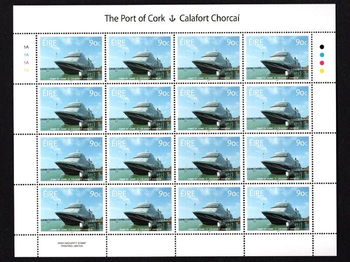 2013 Ireland The Port of Cork Commemorative Stamps Sheetlet Plate 1A1A1A1A Mint Never Hinged (MNH)