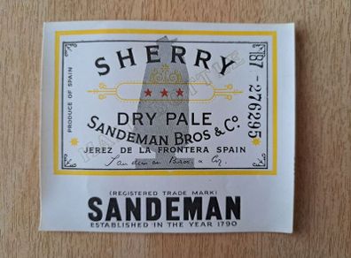 Vintage Sandeman dry pale Sherry label