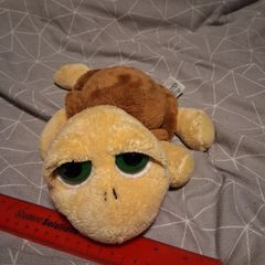 Turtle soft toy with large green eyes