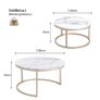 2 in 1 Marble Texture Coffee Table For Living Room Sofa Side Round Image 2