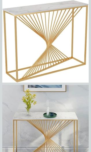 Modern Console Table Marble and Gold Effect