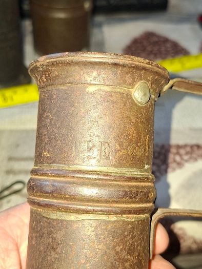 Rare 13 Piece Lot of Antique Chavagnat Tin Measuring Demi-Litre from Paris, France, dating  approximately 1800s.