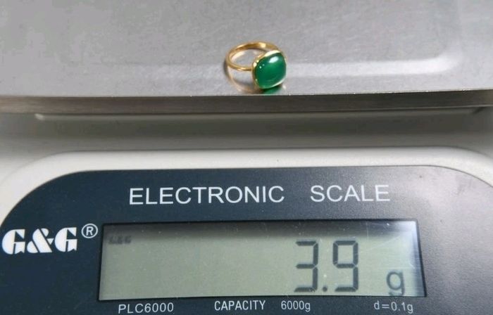 Green onyx ring gold plated on sterling silver