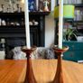 Pair of mixed wood with metal insert candlestick holders Image 7