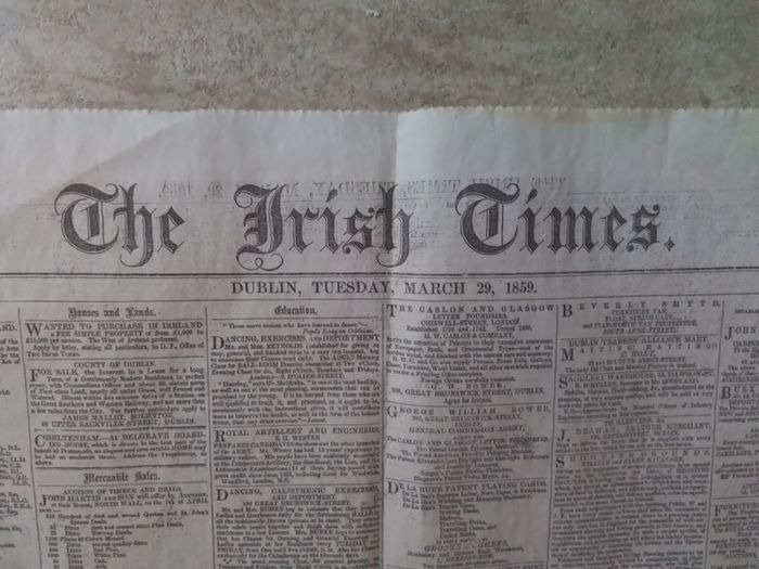 Irish Times March 1859 Reprint.
