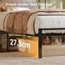 3ft Single Bed Frame with Storage Wooden Headboard, LED Light & Charging Station, Platform Metal Bed Frame Single with Underbed Storage, Strong Metal Slat Support Image 7
