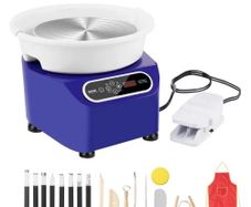 Pottery Wheel 27.9 cm Ceramic Wheel Foot Pedal Touch Screen Apron 450W Blue