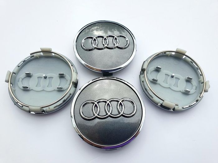 Set/4x 61mm AUDI Gloss GREY 3D alloy wheel centre caps cap 4M0601170JG3 Hub Cover