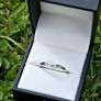 Brand New 9ct White Gold Emerald & Diamond Wishbone Ring Image 6