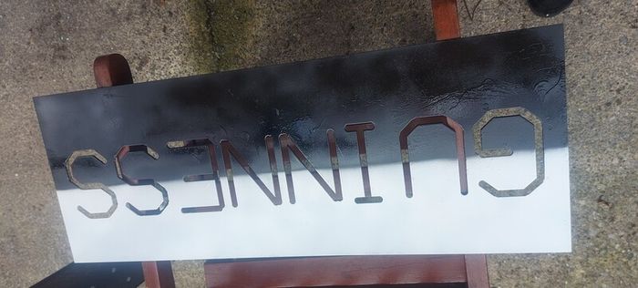 Guinness stencil laser cut steel metal stencil,,make ur own signs ,buyer collects or pays postage thank you, sold as is,heavy duty metal