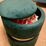 Deep green Art Deco pouffe with storage Image 4