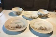 5 pieces of vintage hand painted Kutani tea service