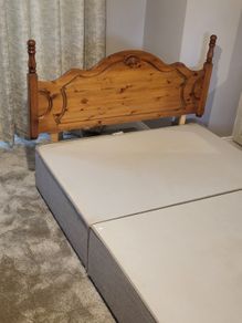 Double Wooden Headboard and Interlinking Base