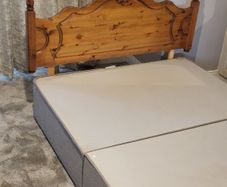 Double Wooden Headboard and Interlinking Base
