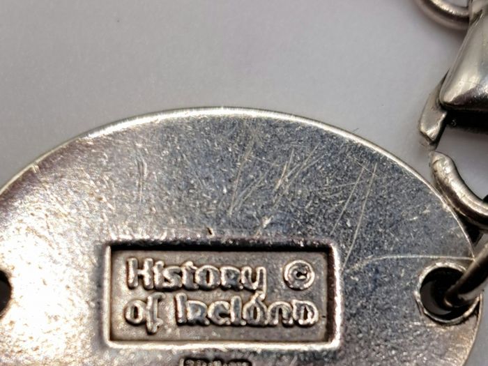 sterling silver oval history of Ireland  bracelet 1970's