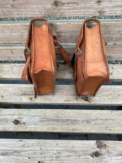 Leather saddlebags rustic tan