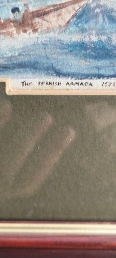 Framed Picturer print of The Spanish Armada, a naval fleet sent by Spain against England in 1588.