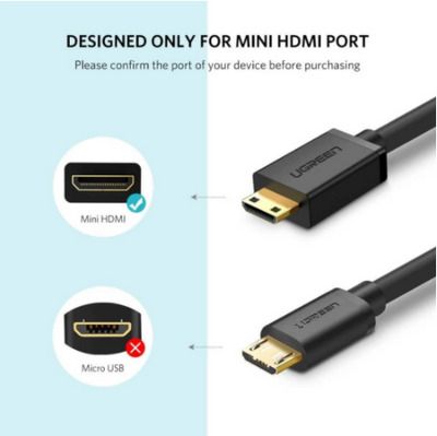 Ugreen Premium 1.5M Mini HDMI (Male) to HDMI (Male) 3D/UHD 4K@60Hz Bi-Directional Cable (Gold-Plated) (Brand New/Warranty)