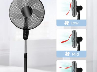 Standing Fan Electrical 16 Inch Oscillating Pedestal Fan 3 Speeds Quiet ...