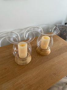 Glass Candle Holder pair