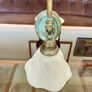 Vintage Lustrarte Brass Wall Sconce Goose Neck Pendulum Shade Holder Finished in Antique Verdigris Image 4