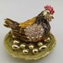 Painted Enameled Hen Style Decorative Hinged Jewelry Trinket Box Image 3