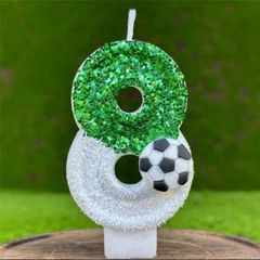 Football themed number 8 birthday party candle for cake
