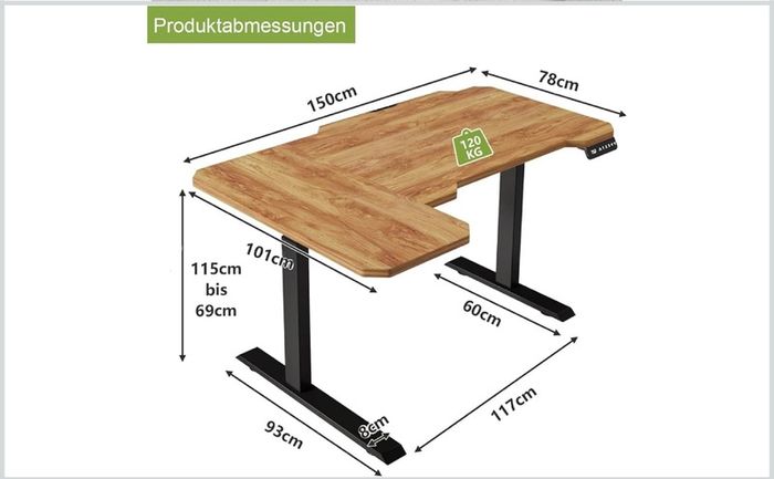 L-shaped Electric Standing Desk
